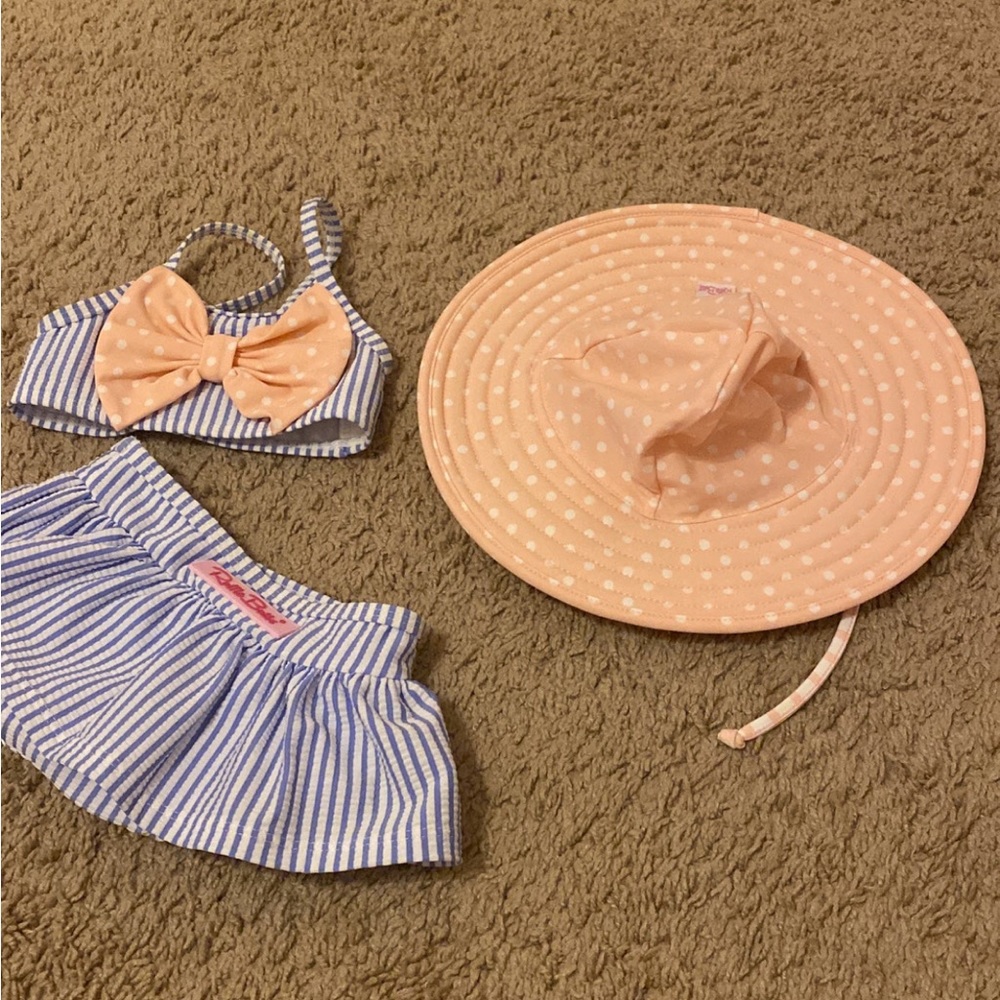 Ruffle Butts Bikini and Hat 6-12 Months